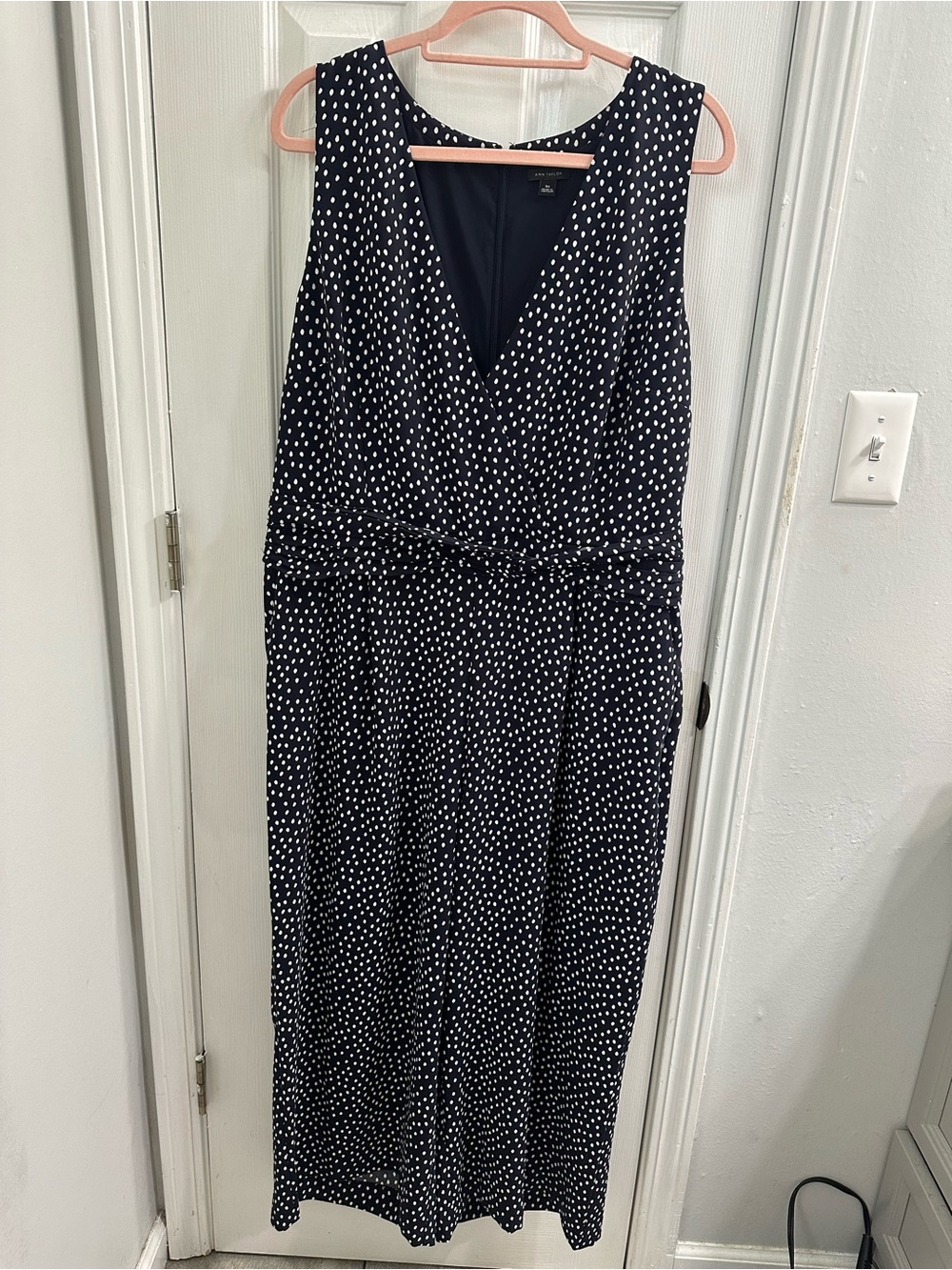 Ann Taylor Navy and White Polka Dot Jumpsuit NWOT